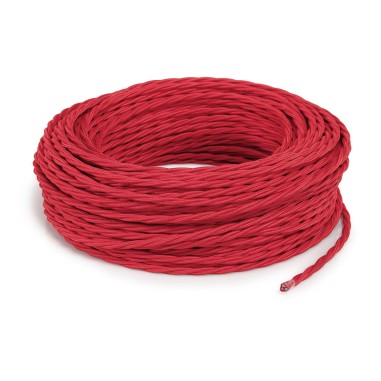 Câble électrique torsadé gainé de tissu rouge