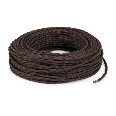 Câble électrique torsadé gainé de tissu marron