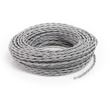 Cable eléctrico trenzado revestido en tejido canvas gris