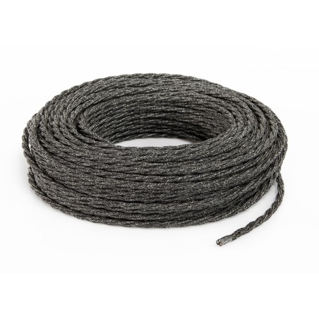 Cavo elettrico trecciato rivestito in tessuto canvas grigio scuro