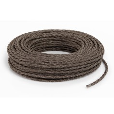Geflochtenes, textilummanteltes Elektrokabel in Canvas Braun mit natürlicher Optik 2