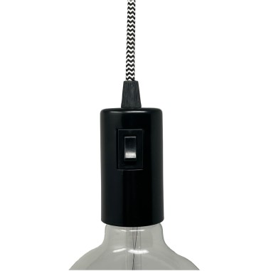 Douille cylindrique en métal noir avec interrupteur