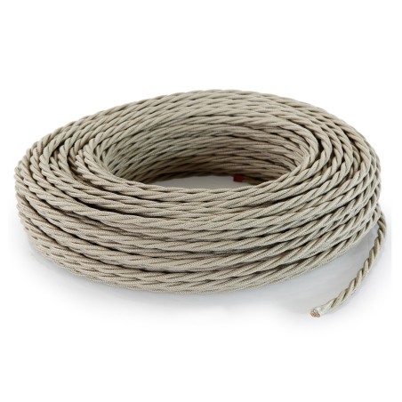 Câble électrique torsadé gainé de tissu sable effet brut