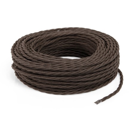 Cable eléctrico trenzado recubierto de tela marrón