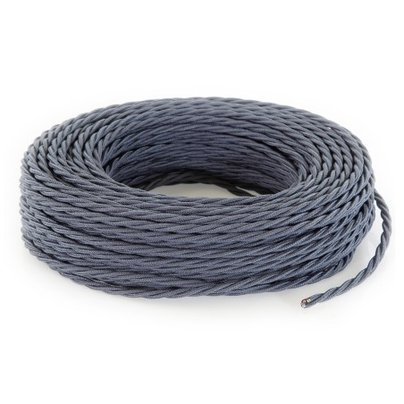 Câble électrique torsadé gainé de tissu graphite effet brut