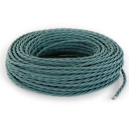 Câble électrique torsadé gainé de tissu sauge effet brut