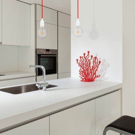 Câble textile rond gainé de tissu coloré rouge