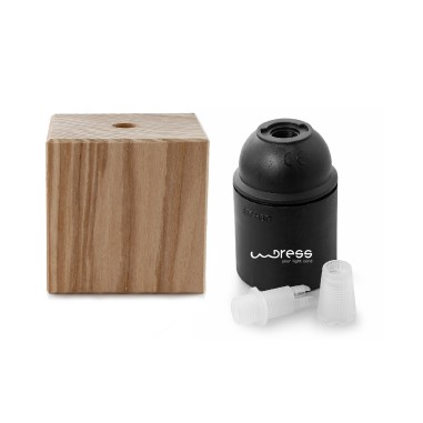 Quadratische Lampenfassung aus lackierbarem Holz