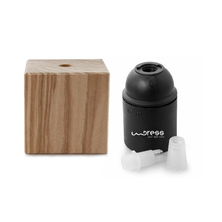 Quadratische Lampenfassung aus lackierbarem Holz