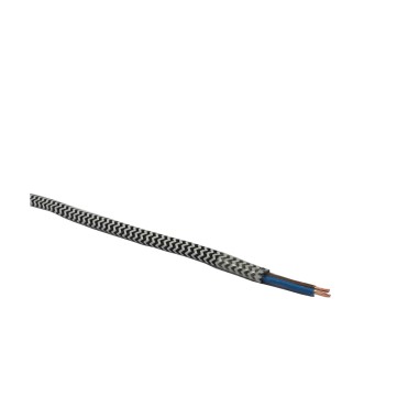 Câble électrique plat gainé de tissu coloré motif zigzag blanc et noir