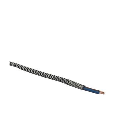 CABLE TEXTIL PLANO BLANCO Y NEGRO