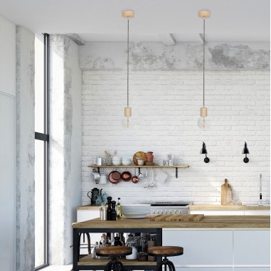 Rundes, farbiges textilummanteltes Elektrokabel aus Rohgarn in Sand und Schwarz