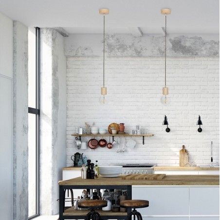 Rundes, farbiges textilummanteltes Elektrokabel aus Rohgarn in Sand und Schwarz