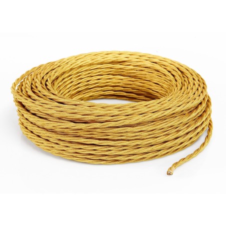 Câble électrique torsadé gainé de tissu or pour installations électriques apparentes