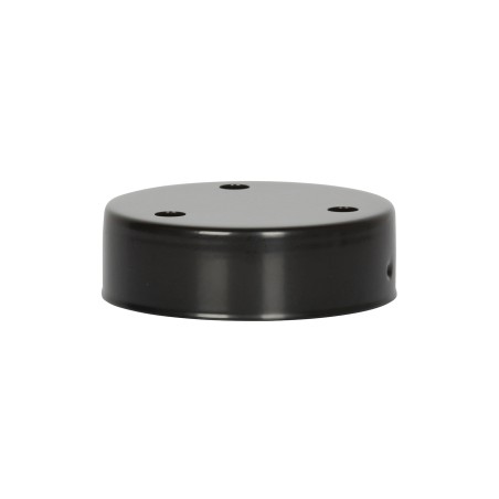 Runde Deckenrosette aus schwarzem Metall mit 3 Bohrungen